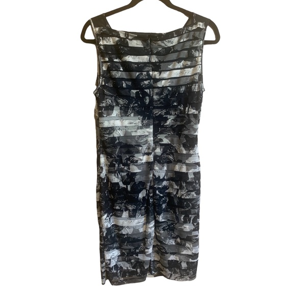 Adrianna Papell Navy Abstract Floral Tiered Dress - Picture 2 of 4